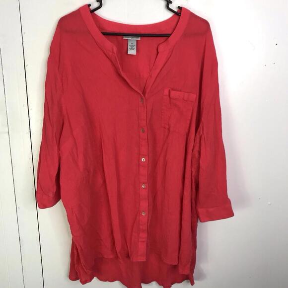 Catherine Tops Womens 5X 4 Piece Bundle Popover Button Downs Red Polka Dot White - Picture 10 of 15